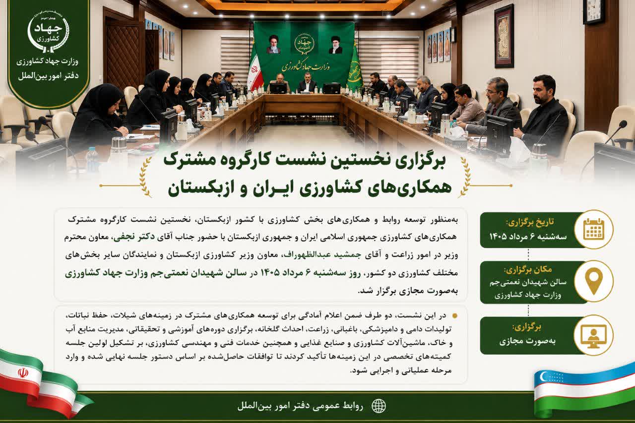 برگزاری نخستین نشست کارگروه مشترک همکاری های کشاورزی ایران و ازبکستان 